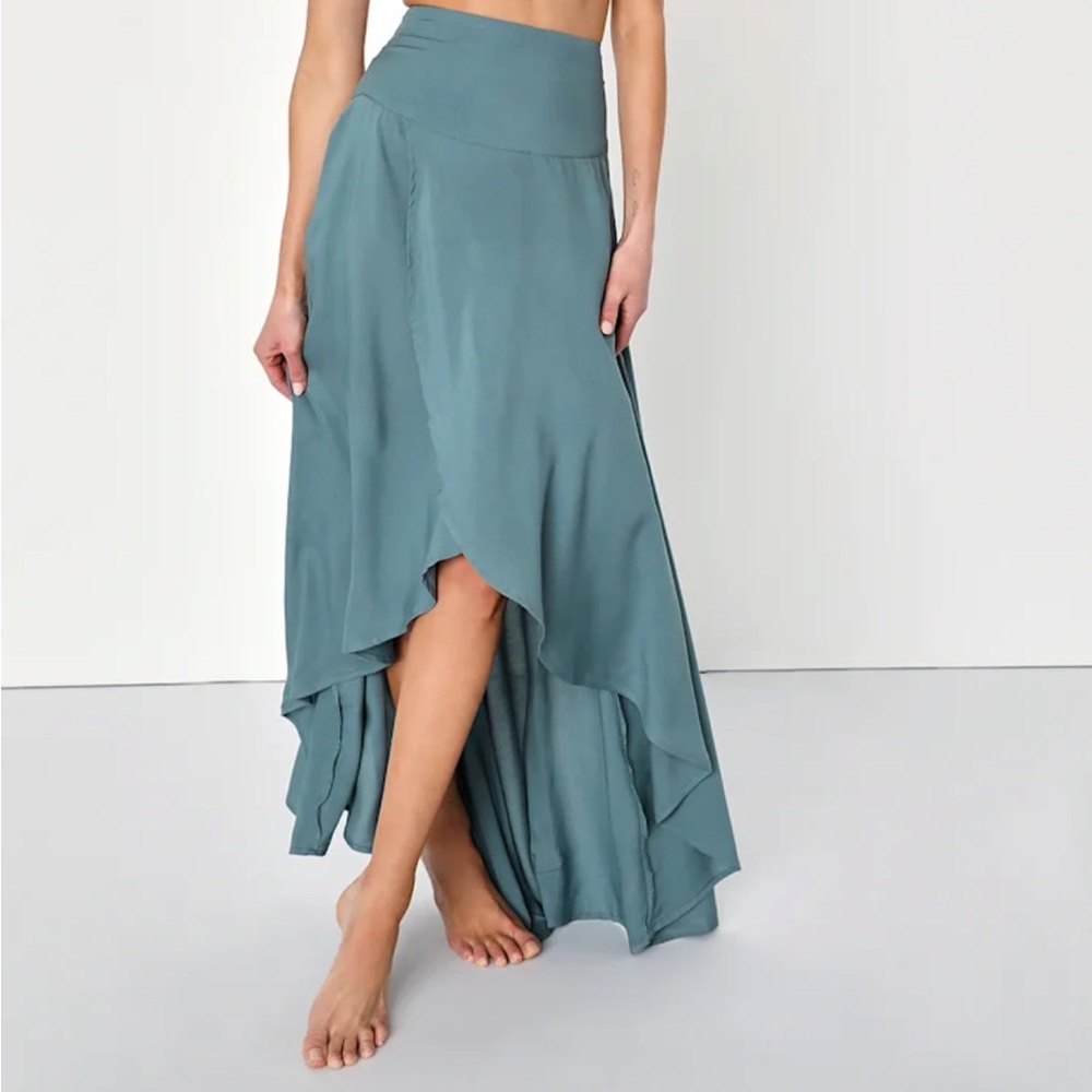 O'Neill Ambrosio Dark Sage Green High-Low Maxi Skirt